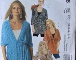 5436 MCCALLS EASY V NECK TUNICS 2 LENGTHS, KNIT SHELL TOP PATTERN 20W- 28W